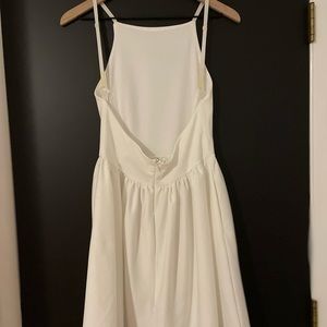 White open back mini dress